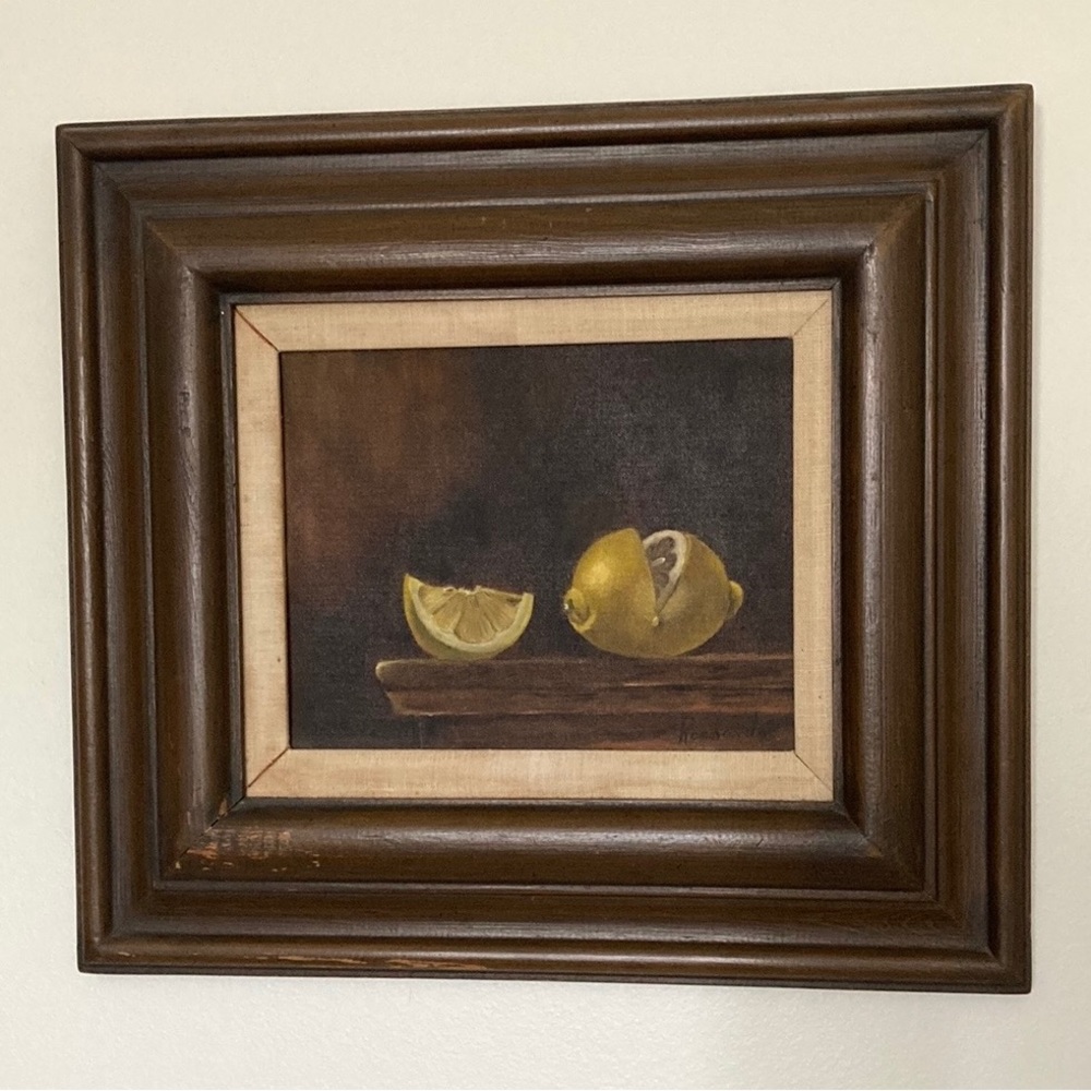 1973 Vintage| Original signed realism lemons oil painting